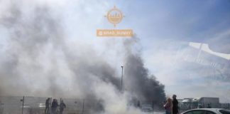 Видео: в Красноярске пламя от горящей травы охватило стоянку с машинами