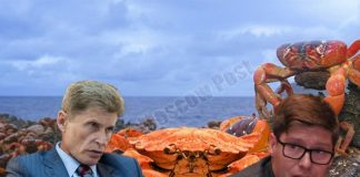 Кожемяко держит краба