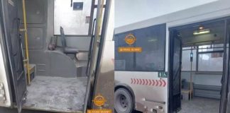 Красноярцы разбили окно автобуса из-за задымления в салоне