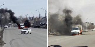 На дороге в Новосибирске загорелась «Газель»