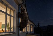 Через водосточную трубу в школу Приангарья пытался проникнуть медведь