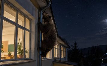 Через водосточную трубу в школу Приангарья пытался проникнуть медведь