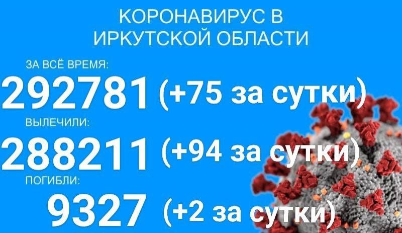 75 человек заболело COVID-19 за сутки в Прибайкалье