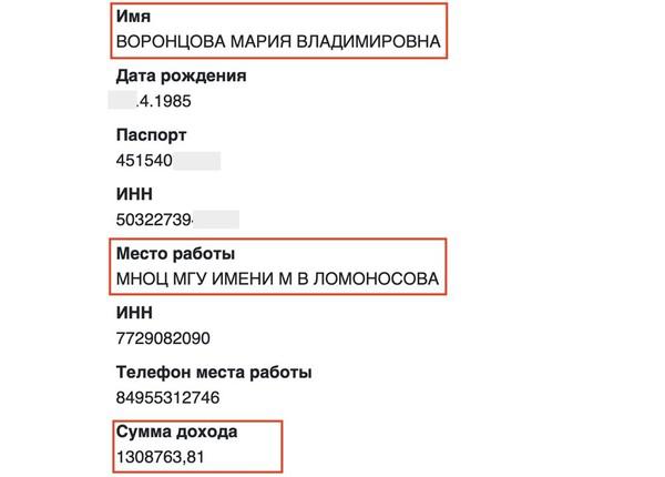 Чем владеет Мария Воронцова (Путина).