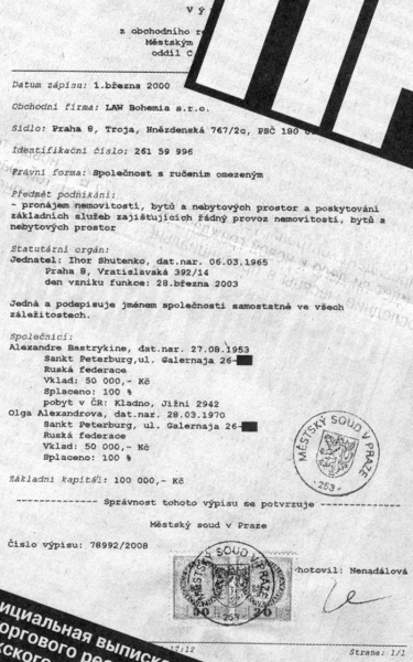 Богемское право Бастрыкина // Председатель Следственного комитета страны ведет тайный бизнес в Чехии