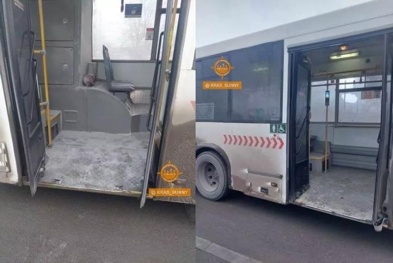 Красноярцы разбили окно автобуса из-за задымления в салоне