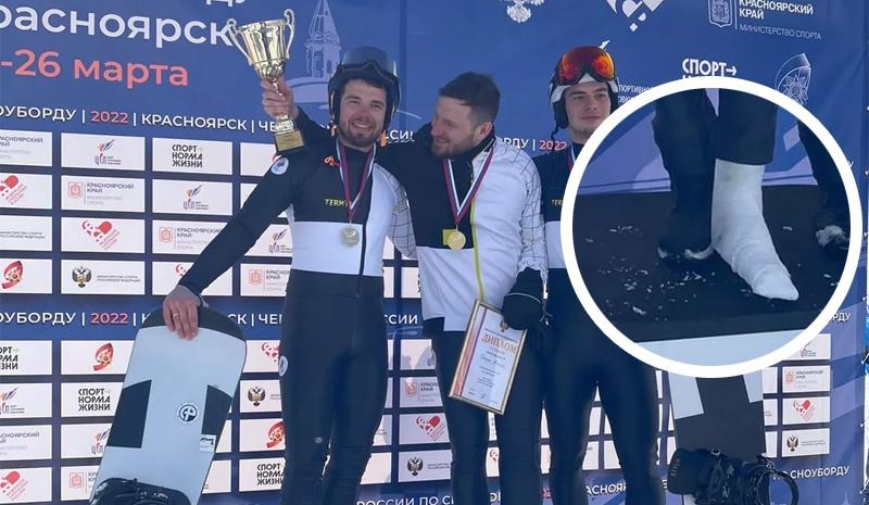 Красноярец выиграл чемпионат России по&nbsp;сноуборду с&nbsp;переломом ноги в&nbsp;двух местах