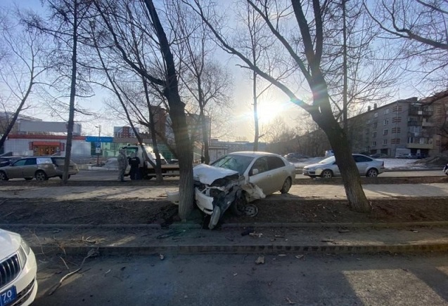 В Томске иномарка врезалась в дерево. Требуется помощь очевидцев