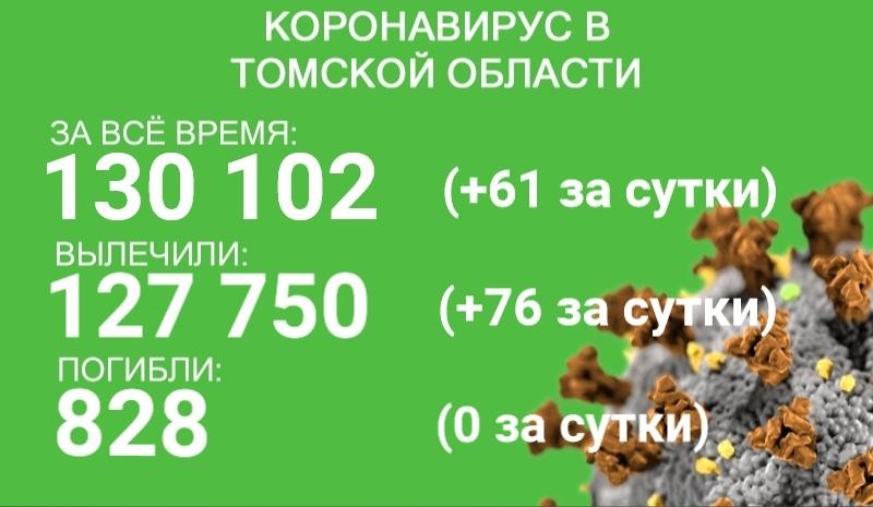 В Томской области зарегистрировано свыше 130 тысяч заболевших COVID-19